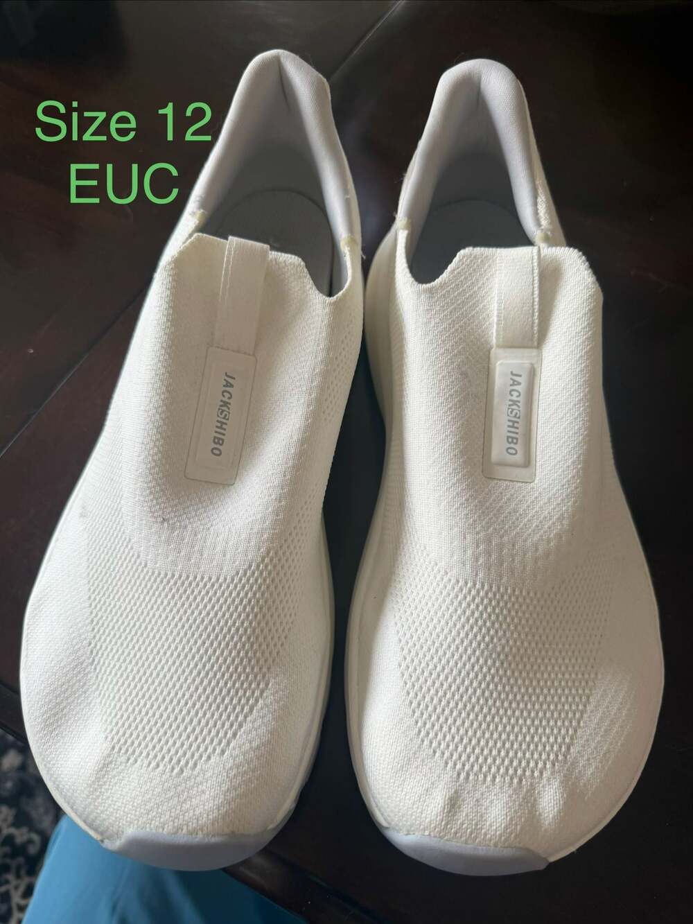 Jackshibo White Knit Slip-On Athletic Sneakers Size 12